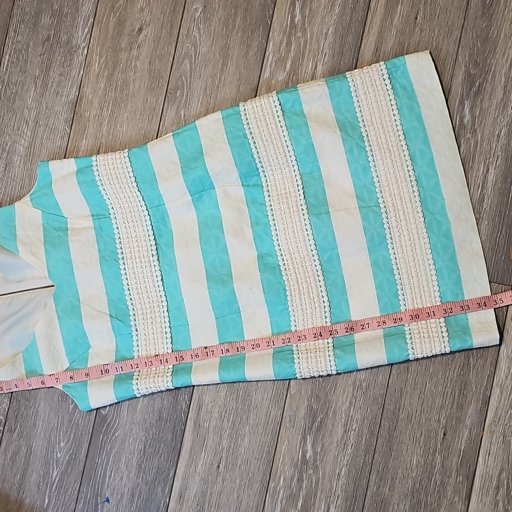 Just Taylor Sleeveless Easter Dress, Robin Egg, Blue/Cream Striped Design, Sz 6 - Picture 7 of 16